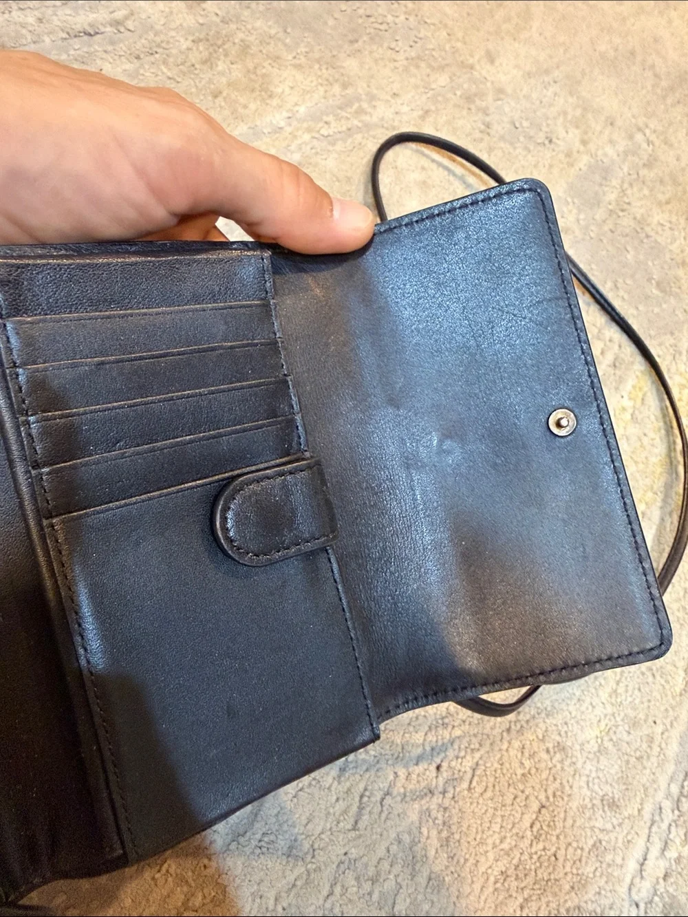 Vintage Coach Crossbody Mini Black Bag / wallet in great shape black and gold